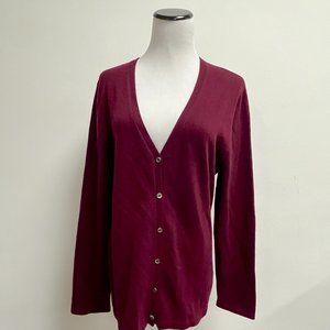 N Peal dark red berry cashmere v cardigan sweater XLL